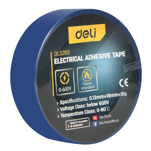 DELI μονωτική ταινία υψηλής αντοχής DL5265, 18mm x 9.15m, μπλε