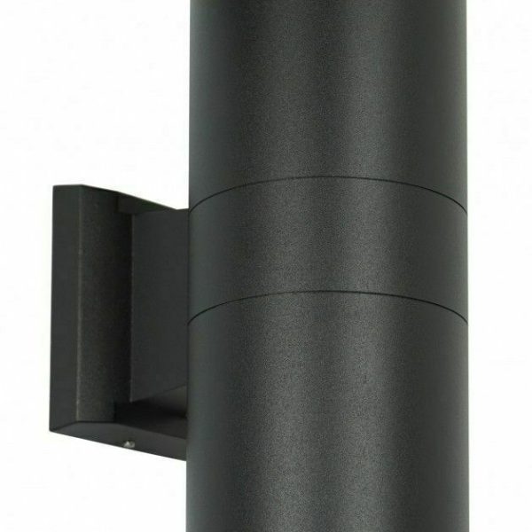 POWERTECH φωτιστικό τοίχου HLL-0190 για 2x GU10 λάμπες, μεταλλικό, IP65, μαύρο