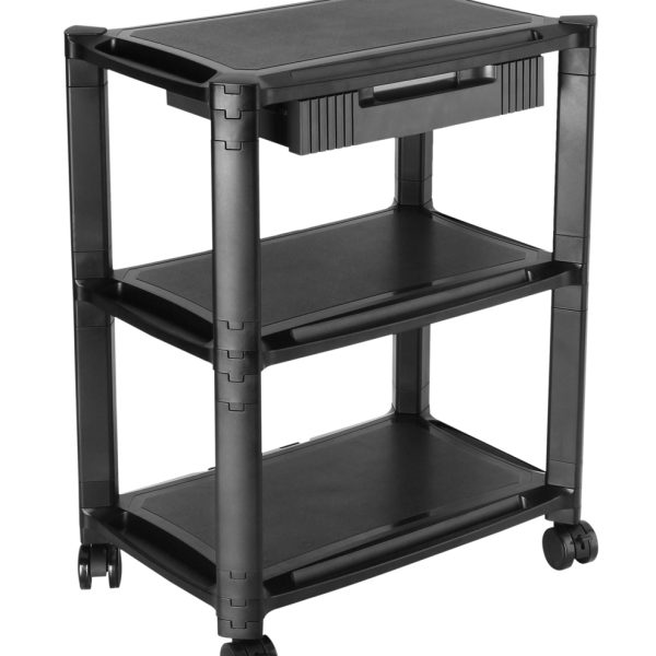 BRATECK ραφιέρα δαπέδου AMS-5L με ροδάκια, 3 ράφια, 50x33x63.5cm, έως 10kg, μαύρη