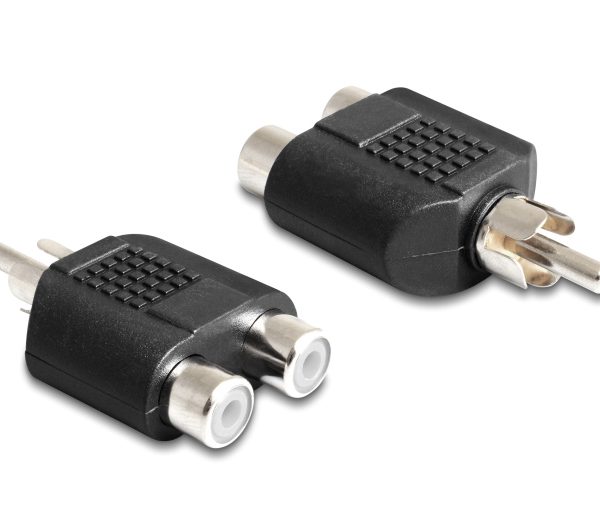 DELOCK αντάπτορας από 2x RCA θηλυκό σε 1x RCA αρσενικό 84499, μαύρος