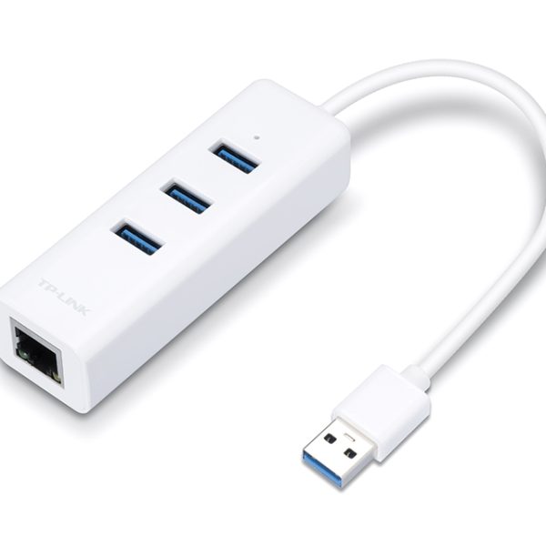 TP-LINK USB Hub UE330 με θύρα δικτύου, 3 θυρών, USB σύνδεση, λευκό