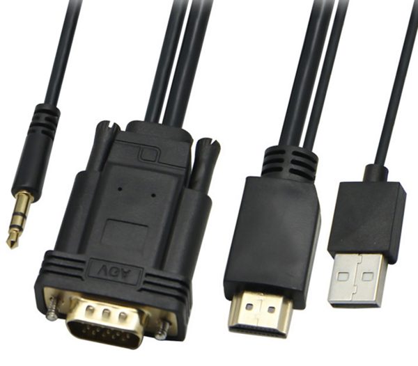 POWERTECH καλώδιο HDMI & USB σε VGA & 3.5mm CAB-H111, 1080p, 5m, μαύρο