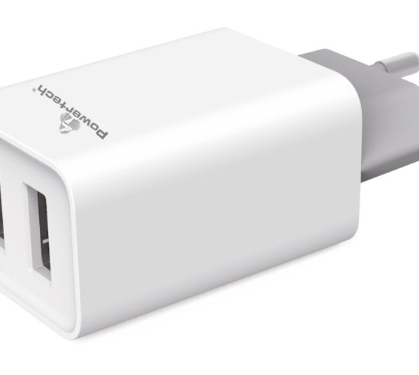 POWERTECH φορτιστής τοίχου PT-778, 2x USB, 2.1A, λευκός