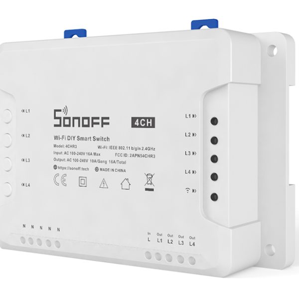 SONOFF Smart Διακόπτης WiFi 4CH R3, 4 θέσεων, 16A, λευκός