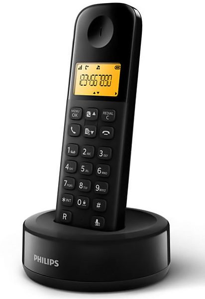 PHILIPS ασύρματο τηλέφωνο D1601B/34, με ελληνικό μενού, μαύρο