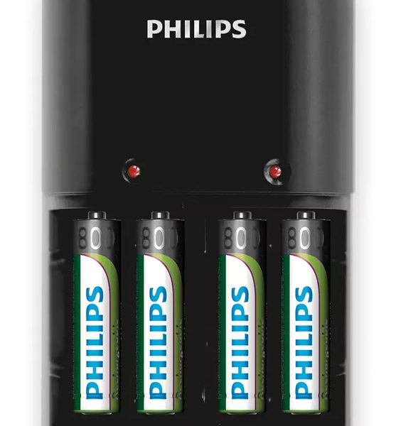 PHILIPS φορτιστής μπαταριών AA & AΑΑ NiMH SCB1450NB με 4x AAA, μαύρος