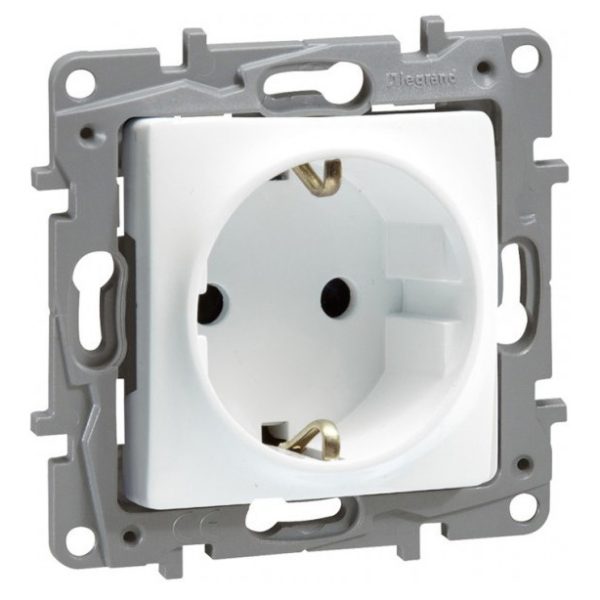 LEGRAND πρίζα 2Π+Γ 764529, ασφαλείας, λευκή