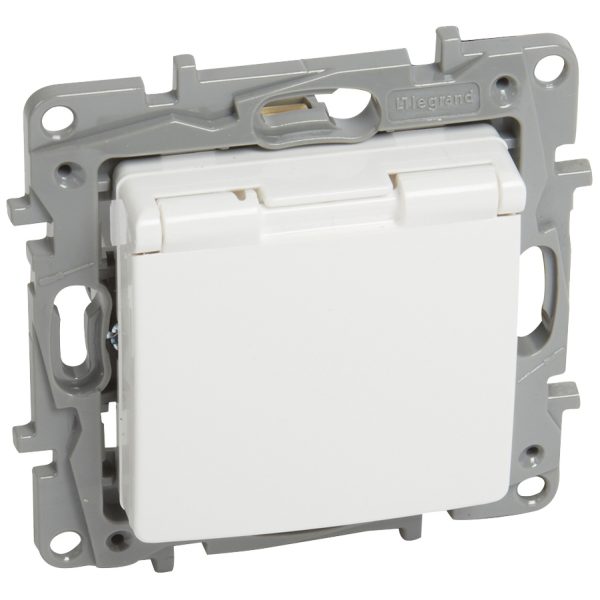 LEGRAND πρίζα 2Π+Τ με κάλυμμα 764532, λευκή