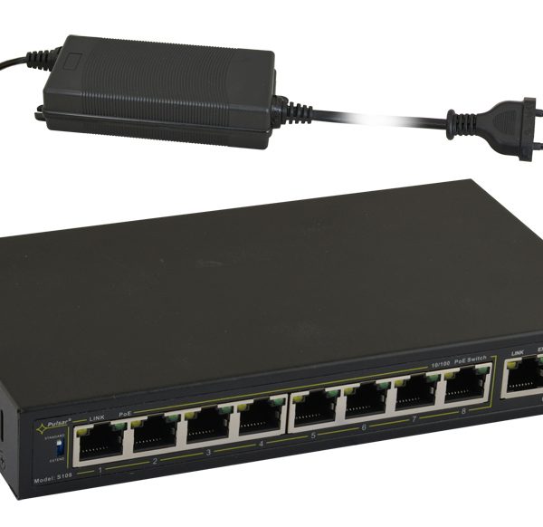 PULSAR PoE Ethernet Switch S108-90W, 10x ports 10/100Mb/s