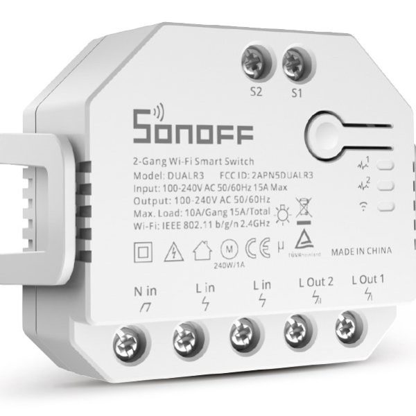 SONOFF smart διακόπτης DUALR3, 2-Gang, WiFi, 15A, λευκός