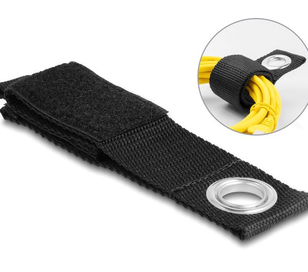 DELOCK ιμάντες τύπου Velcro 19560, 26 x 3.8cm, μαύρος, 5τμχ